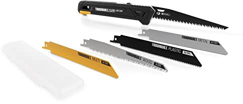 ToughBuilt Folding Jab Saw, Drywall Blade w/triple-edge teeth (8 TPI), 4 Blades, Quick-fold & Release