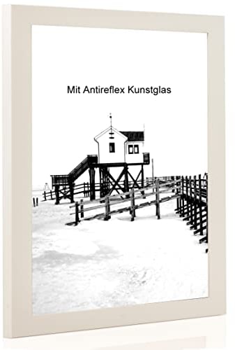 Bilderrahmen weiß mit Antireflexglas - Bildgröße 75x100 cm - Leistenbreite 30mm