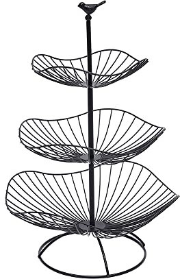 Sindipanda Obst Etagere 3 Stöckig Dekorativer Obstkorb Früchtekorb für Küche & Wohnzimmer,Obsttellergröße: 20cm,25 cm,31cm (Schwarz)