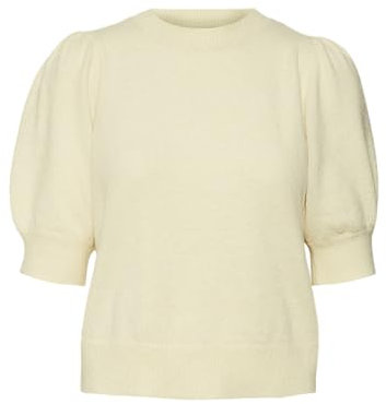 VERO MODA Damen VMDOFFY 2/4 O-Neck GA NOOS Pullover, Lemon Meringue/Detail:Melange, XS