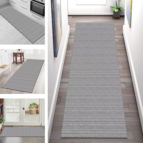 Teppich Läufer Flur Küche rutschfest waschbar Küchenläufer Korridor Tepiche Lang 60X250CM Grau Schwarz Weiß Teppichläufer Meterware Kücheteppich Schlafzimmer Wohnzimmer Flurmatte Breit 40-120cm