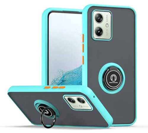 JIAFEI Funda para Motorola Moto G54 5G Antigolpes Dura Carcasa Translúcido PC/TPU Silicona Protección con 360 Grados Anillo iman Soporte, Cielo Azul