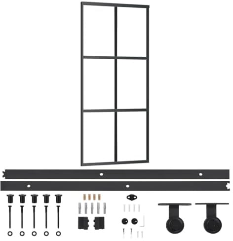 vidaXL Porta Scorrevole con Kit Montaggio Vetro ESG Alluminio 90x205cm