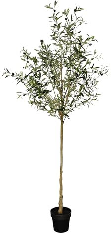 WINSOON Olive Tree Artificial 7FT Faux Olive Tree Indoor Outdoor Topiary Silk Trees Plants with Wood Trunk and Lifelike Fake Fruits for Home Office Decor