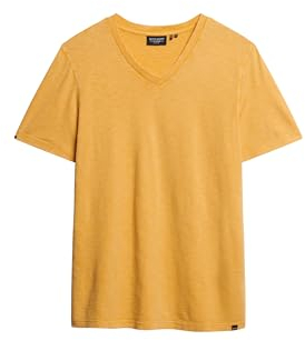 Superdry Herren T-Shirt aus Flammgarn mit V-Ausschnitt Wüste Ocker Gelb XXXL