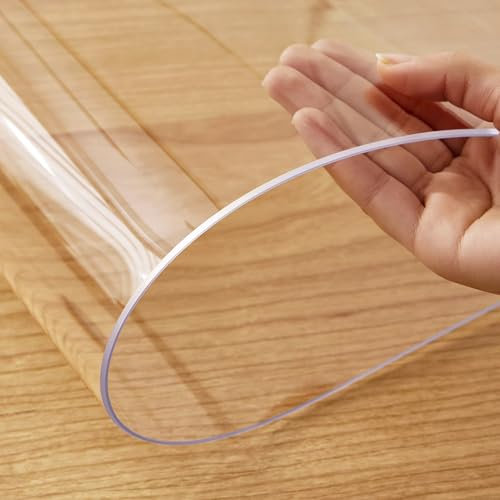 Geovne Nappe Transparente,Nappe Imperméable,Nappe Cristal Rectangle,Film de Protection de Table de 0,7mm d'Épaisseur,Protège-Table,Utilisation Intérieure et Extérieure (70x70cm/28x28in)
