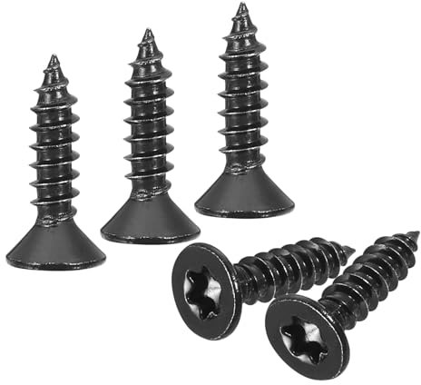 QUARKZMAN 40 Stück Flachkopf Torx Schrauben, M4 x 16mm Torx Holzschrauben 304 Edelstahl Senkkopfschrauben Selbstschneidende für T20 Bit für Holz, Zaun, Terrassendielen (Schwarz)