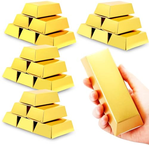 24 Stücke Goldbarren Süßigkeiten Boxen, Geschenkbox, Süßigkeiten Schachtel, Gastgeschenkboxen, Für Party, Hochzeit, 14,5 × 5 × 3 cm