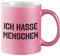 Huuraa Glitzer Kaffeebecher Ich hasse Menschen Geschenk 330ml Pink Ich hasse Menschen Mitbringsel