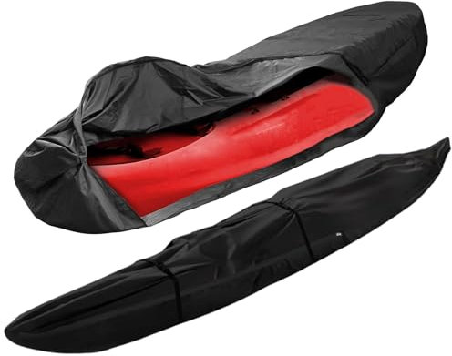 Waterproof Kayak Cover with Zip - Protects Outside Storage & Trailerable Kayaks & Canoes - UV Protection, Black, 10ft