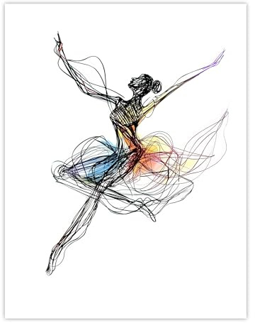 Artery8 Abstract Pen and Ink Line Art Ballerina Dance Living Room Large Wall Art Poster Print Thick Paper 18X24 Inch
