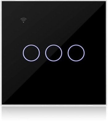 KETOTEK WLAN Lichtschalter Schwarz 3Fach 1 Wege Kompatibel mit Alexa, Smarter Lichtschalter Unterputz Tuya/Smart Life App Steuerung