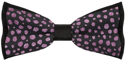 Bow Tie for Men,Rose Gold Glitter Leopard Adjustable Pre-Tied Bow Tie for Wedding Work Party