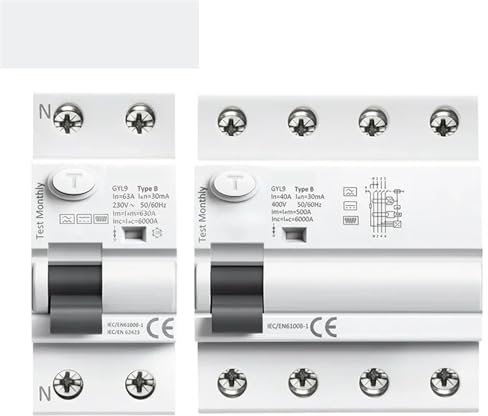 Disjoncteur à courant résiduel Type B RCCB DC ELCB 2P 4P 40A 63Amp 30mA 100mA 300mA Type B 6KA RCD 1 pièces(4P 40A 30mA)