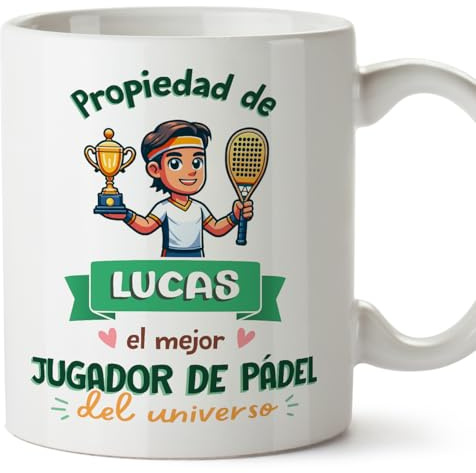 MUGFFINS Tazas Personalizadas para JUGADOR DE PADEL hombre - En Español - Propiedad de - 11 oz / 330 ml - Regalo Personalizable original y divertido