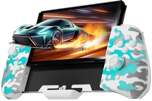 PALPOW Controlador Switch – Compatible con Switch/OLED, diseño ergonómico Luminpad, mando todo en uno, RGB, Turbo, Mapping – Camuflaje Blanco