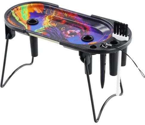 Metal Rolling Tray Set, Multifunctional Cigarette Filling Machine, 21.7 x 9.7cm, Foldable Stand Cone Filler with Brush and Placement Device for King Size & 1 1/4 Size Pre-Rolled Cones, Purple