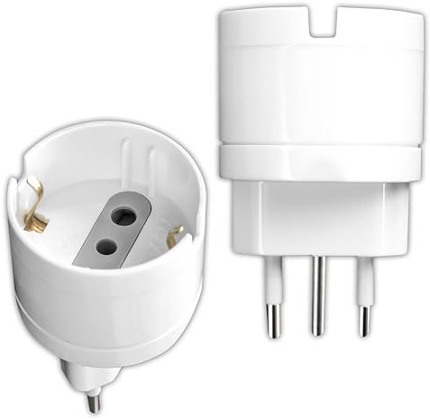 V-TAC 2x Adattatore da Schuko a Spina 16A - 2 Pezzi - Presa Singola 10A 2P+T Bipasso/Schuko e Spina Italiana 16A - di Corrente per Casa, Ufficio, Negozio, Azienda