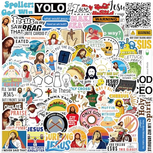 100PCS Funny Christian Stickers for Adults, Funny Jesus Meme Stickers for Water Bottles, Funny Christian Gift