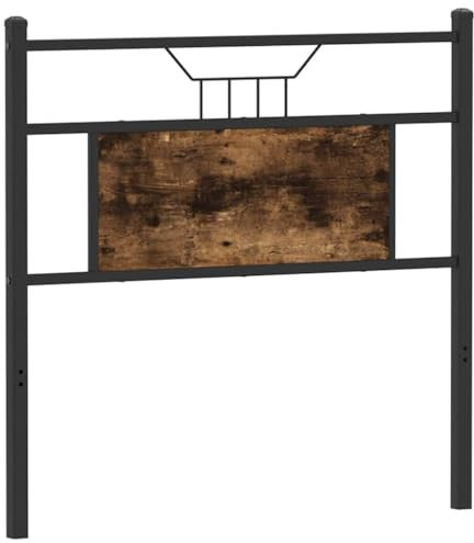 vidaXL Tête de lit chêne fumé 75 cm Bois d'ingénierie et Acier, Panneau de tête, tête de lit pour lit Simple, tête de lit Simple