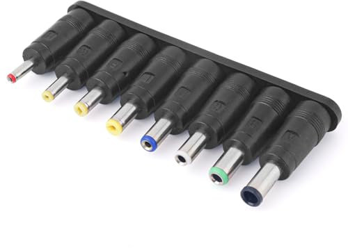 8 en 1 Adaptador de Corriente DC, Adaptador de Corriente Conector Cilíndrico 5,5x2,1 mm Kit de Conectores con Puntas de Adaptador Hembra a Macho para Monitor Cámara Web Enrutador Mini PC