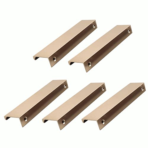DRFGHK Lot de 5 poignées de Porte d'entrée Modernes pour armoires, tiroirs de Commode, Portes battantes | Trou de 44,8 cm (doré, 100 cm (L) | Trois)