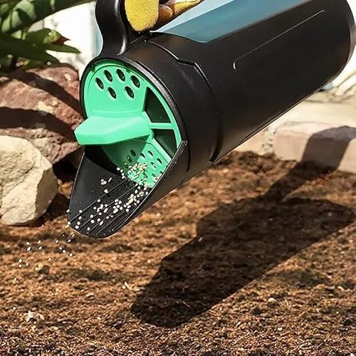 Seminatore di semi portatile per prato Capacità 2,5 l con paletta spanditore di semi a mano Apertura regolabile Per giardini, piccole aziende agricole, fertilizzanti,semi Spandiconcime per neve e sale
