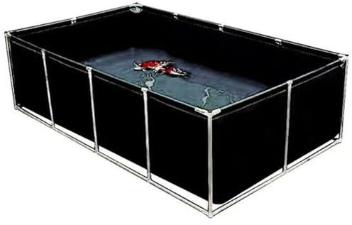 Piscine d'aquaculture en PVC avec vanne de vidange Cadre en acier Réservoir temporaire pour carpes koï et tortues 3 x 1 x 0,8 m Étanche Noir Pour la vie aquatique
