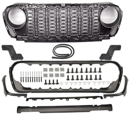 SQOFJDF Kühlergrill Für Jeep Für Wrangler JL Für Gladiator 2018-2024 Stil Kühlergrill Mesh Kühlergrill Abdeckung Racing Grills Design Gitter(Ohne Loch)