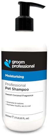 Groom Professional Coconut Moisturising Hundeshampoo (350 ml) – 10:1 Konzentrat mit Kokosöl, Spendet Feuchtigkeit & Pflege, Für Trockene Felle, Süßer Duft