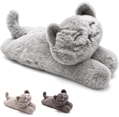 GEEZY Weighted Cat Door Stop Animal Design - Heavy Decorative Fabric Pet Floor Stopper - Fluffy Novelty Decor for Bedroom, Living Room, Cute Home Gift for Cat Lovers, Assorted Colours