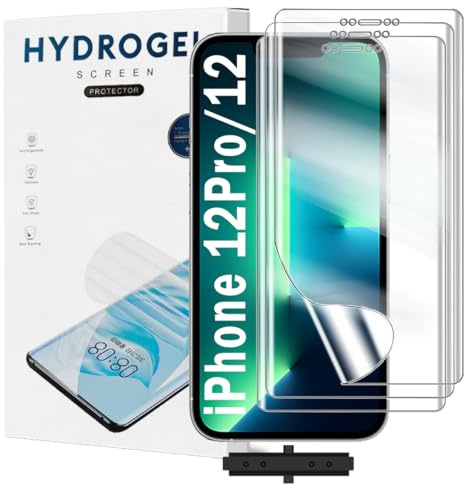 Yxiuumo 3 Pack Hydrogel Film for iPhone 12 Pro,Transparent Hydrogel Protective Film Screen Protector Soft,HD Clear,Anti-Bubble,Self-Healing Easy Installation[Not Glass]