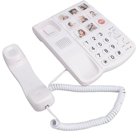 Ausla Telefono Cordless con Grossi Tasti, 9 Tasti One Touch per Foto con SOS Chiamata di Emergenza e Telecomando, Suoneria Forte per Anziani e Ipovedenti