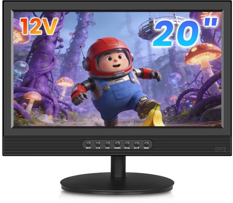 TV da 20 pollici, piccola televisione con sintonizzatore digitale T2,Doppia 12 V/AC TV con ingresso HDMI/USB/RCA per bedroom/caravan (Full View)