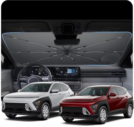 [2026 Actualización] BSTW Compatible con Hyundai Kona SX2 2024 2025 2026 Parasol para Parabrisas, Parasol Plegable Automático Diseño con Cordón, Protector Solar y Protección UV Kona SX2 Accesorios