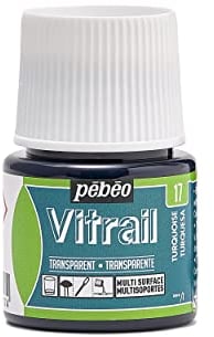 Pebeo Vitrail Stained Glass Effect Glass Paint 45-Milliliter Bottle, Turquoise,Turquoise, blue