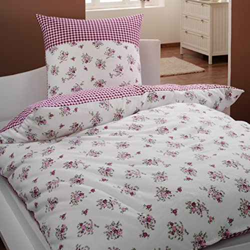 Dyckhoff 3071972600 Weichfrottier-Bettwäsche Vera 80 x 80 cm und 155 x 220 cm, beere,Lila