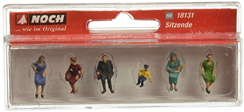 NOCH Sitzende, handbemalte Figuren für den Modellbau, Spurweite H0, ideal für Szenen mit Figuren