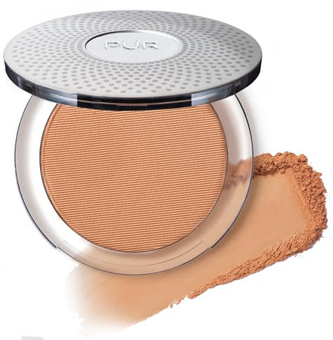 PÜR 4-in-1 Pressed Mineral Makeup Foundation, volle Abdeckung, LSF 15, liefert makellose, atmungsaktive Abdeckung für alle Hauttöne und -typen, glutenfrei, vegan freundlich - Medium Tan 8g