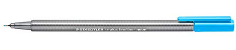 STAEDTLER 334-301 Triplus Fineliner (Dreikant, Superfeine, Metallgefasste Spitze, Linienbreite ca. 0,3 mm, 10 Stück) neon blau