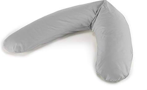 Theraline Komfort Stillkissen | gefüllt mit sandfeinen Perlen | inkl. Außenbezug Grau | 180 cm