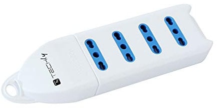 Techly 021642 Multipresa 4 Posti Italiana Bipasso Senza Cavo Bianco Bianco