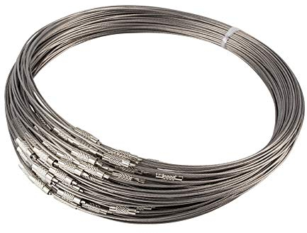 nbeads 100 Strähnen 44.5 cm Stahl Halsreif, Unisex Edelstahldraht Schnurdraht Halskette Kordel mit Drehverschluss für DIY Schmuckherstellung
