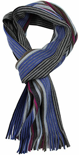 Rotfuchs Strickschal Herrenschal Unisex Wolle gestreift multi mehrfarbig (blau grau)