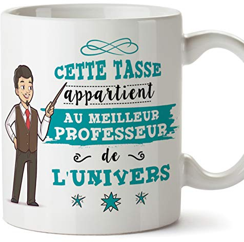 MUGFFINS (Taza en francés) Profesor Tazas Originales de café y Desayuno para obreros Profesionales. Esta Copa Pertenece al Mejor Maestro del Universo. Cerámica 350 ml