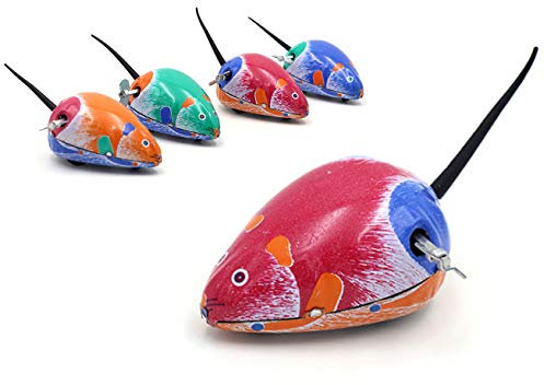 iwobi 5 Pcs Mouse Wind up Toy Classic Clockwork Vintage Tin Toy Mouse Collection Decoration Gifts