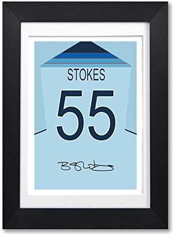 Ben Stokes England Cricket World Cup Signed A4 Poster Photo Print Autograph Signature Photograph Artwork Picture Gift Ashes Jersey Shirt Kit (BLACK FRAMED & MOUNTED)