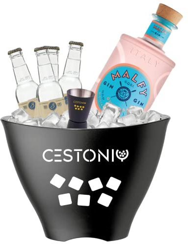 Malfy Rosa confezione regalo gin | Cestonic, Box Regalo per gli amanti del Gin Tonic! | Kit con Spezie, acqua tonica e set accessori!
