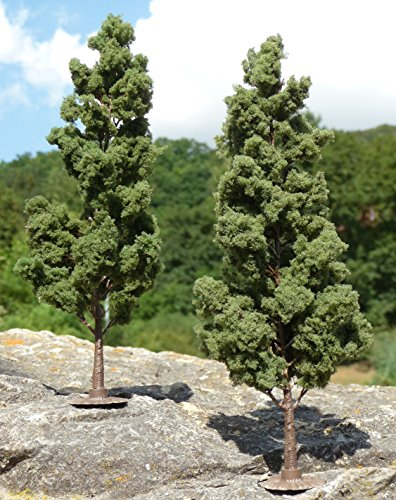 2-STÜCK Modellbau Bäume PAPPELN mit Fuß 18cm hoch WUNDER SCHÖN