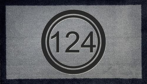 Artisan Kiss GREY NYLON DOOR MAT 70x40cm Washable Personalised Customised Internal Indoor Wedding Gift Present Unique (House Number)